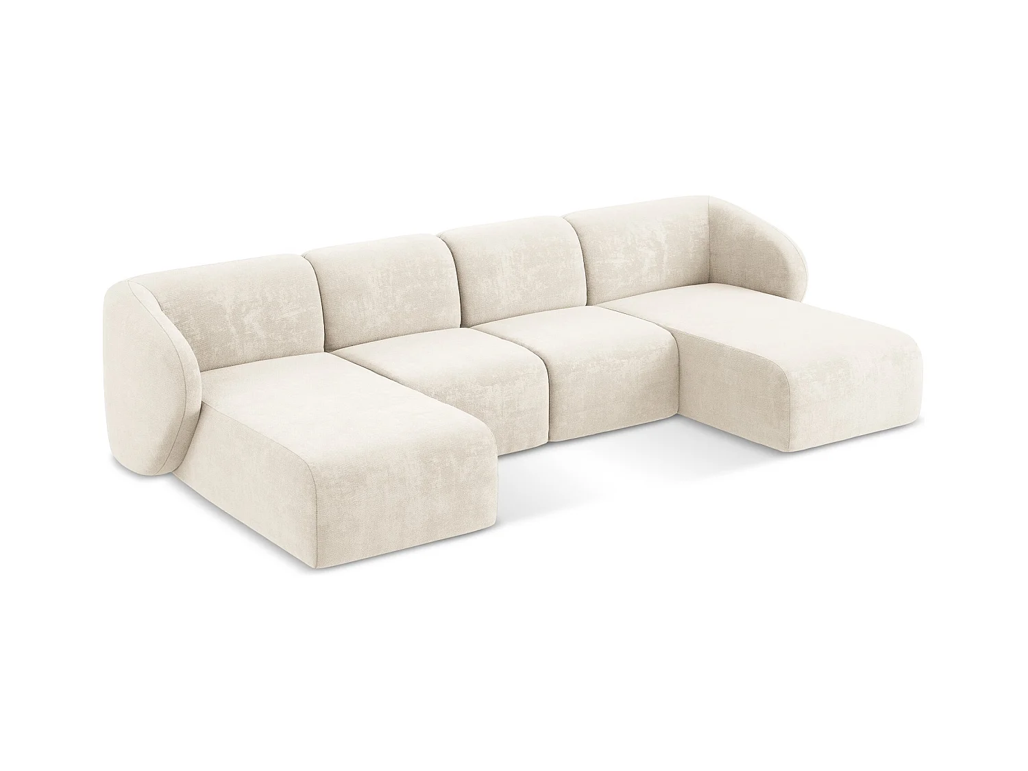 Große Wohnlandschaft - - Chenille - Hell beige - LANI