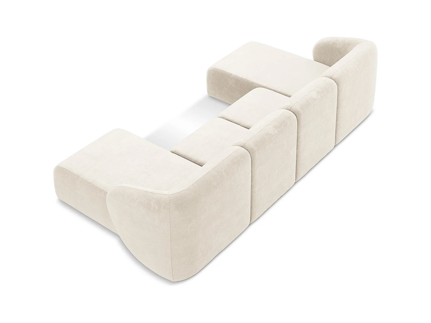 Große Wohnlandschaft - - Chenille - Hell beige - LANI