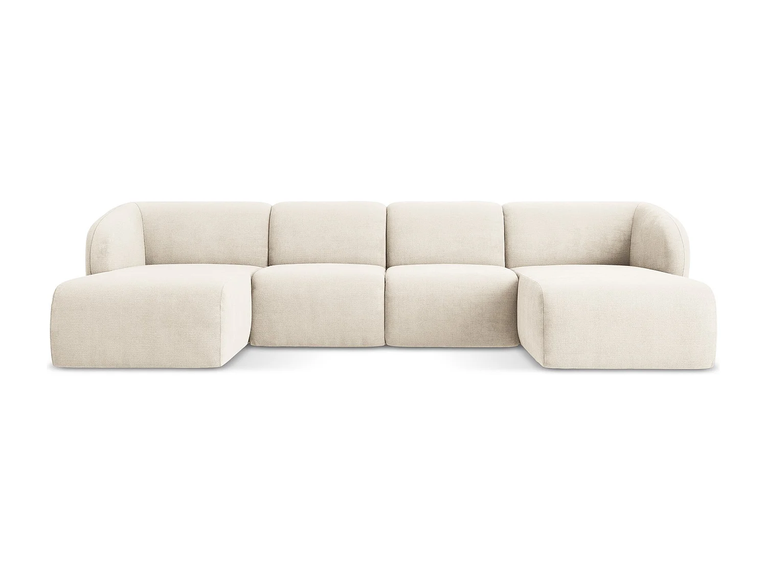 Sofa panoramiczna - z tkaniny szenilowej - jasny beż - LANI