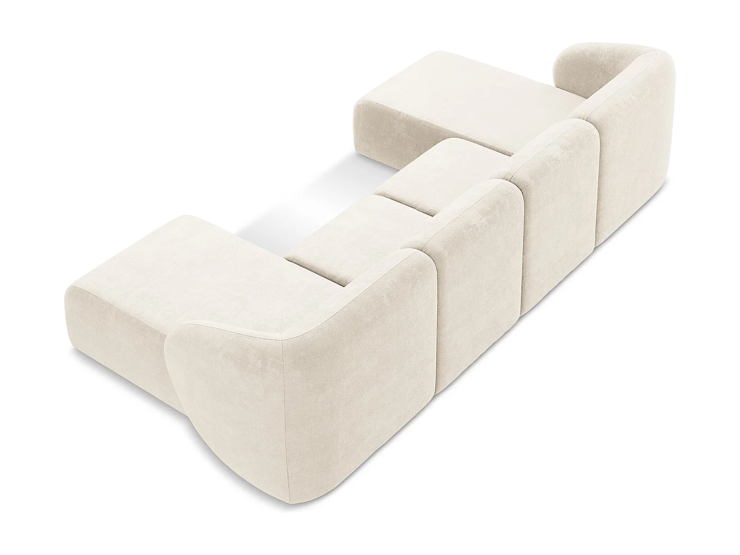 Sofa panoramiczna - z tkaniny szenilowej - jasny beż - LANI