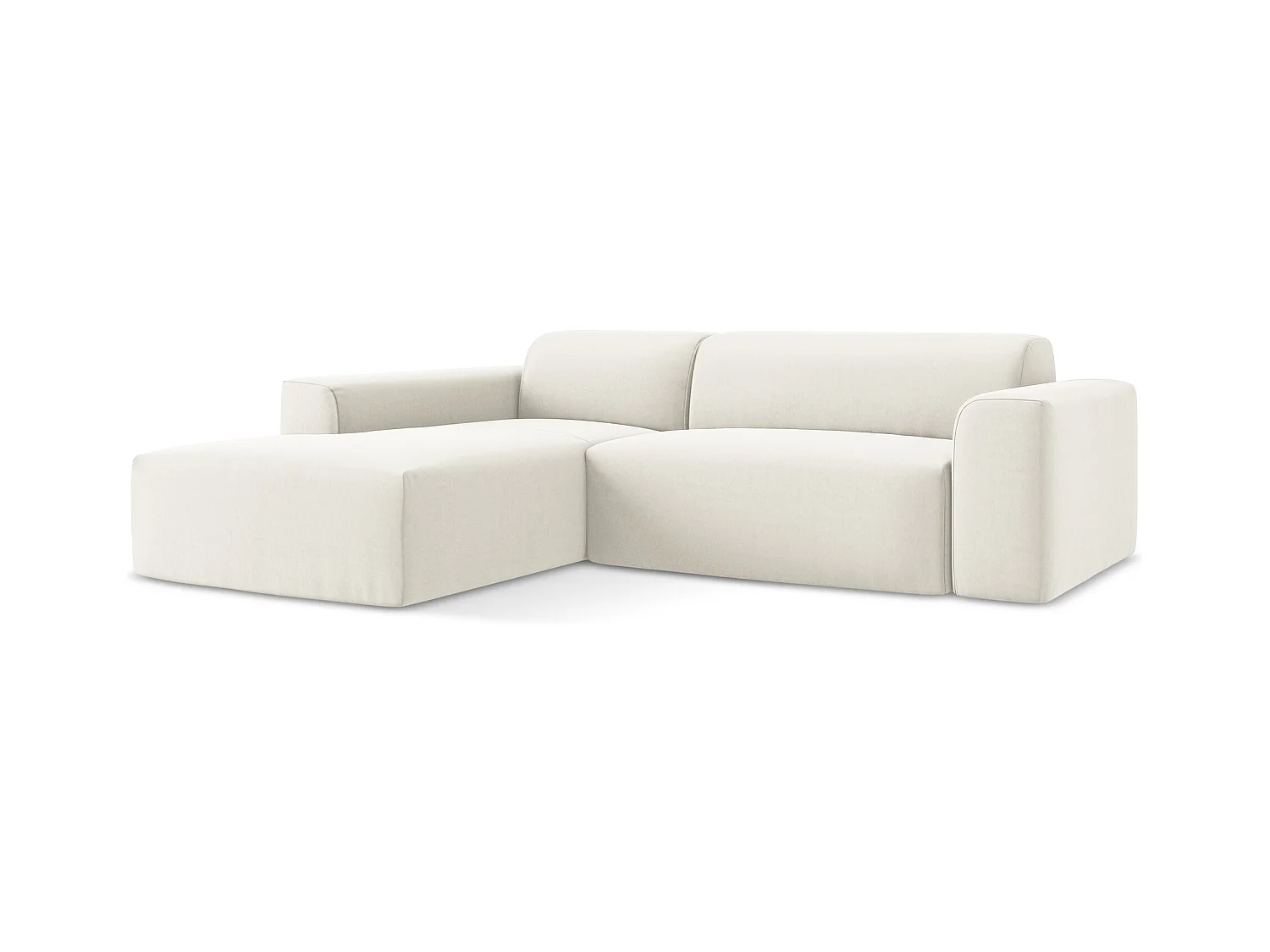 Canapé d'angle 2,5 places modulaire gauche en velours - beige clair - KELI