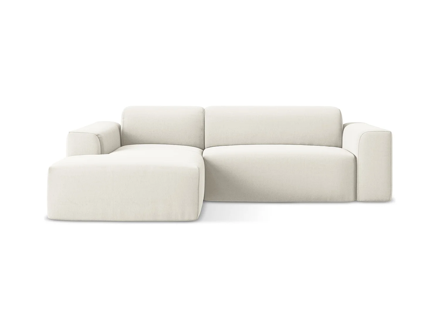 Canapé d'angle 2,5 places modulaire gauche en velours - beige clair - KELI