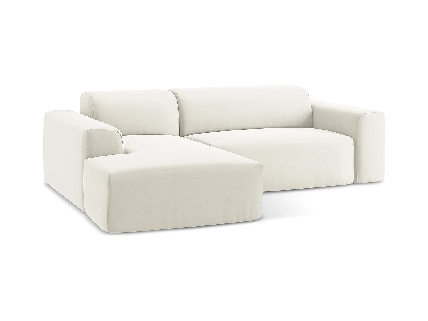 Canapé d'angle 2,5 places modulaire gauche en velours - beige clair - KELI