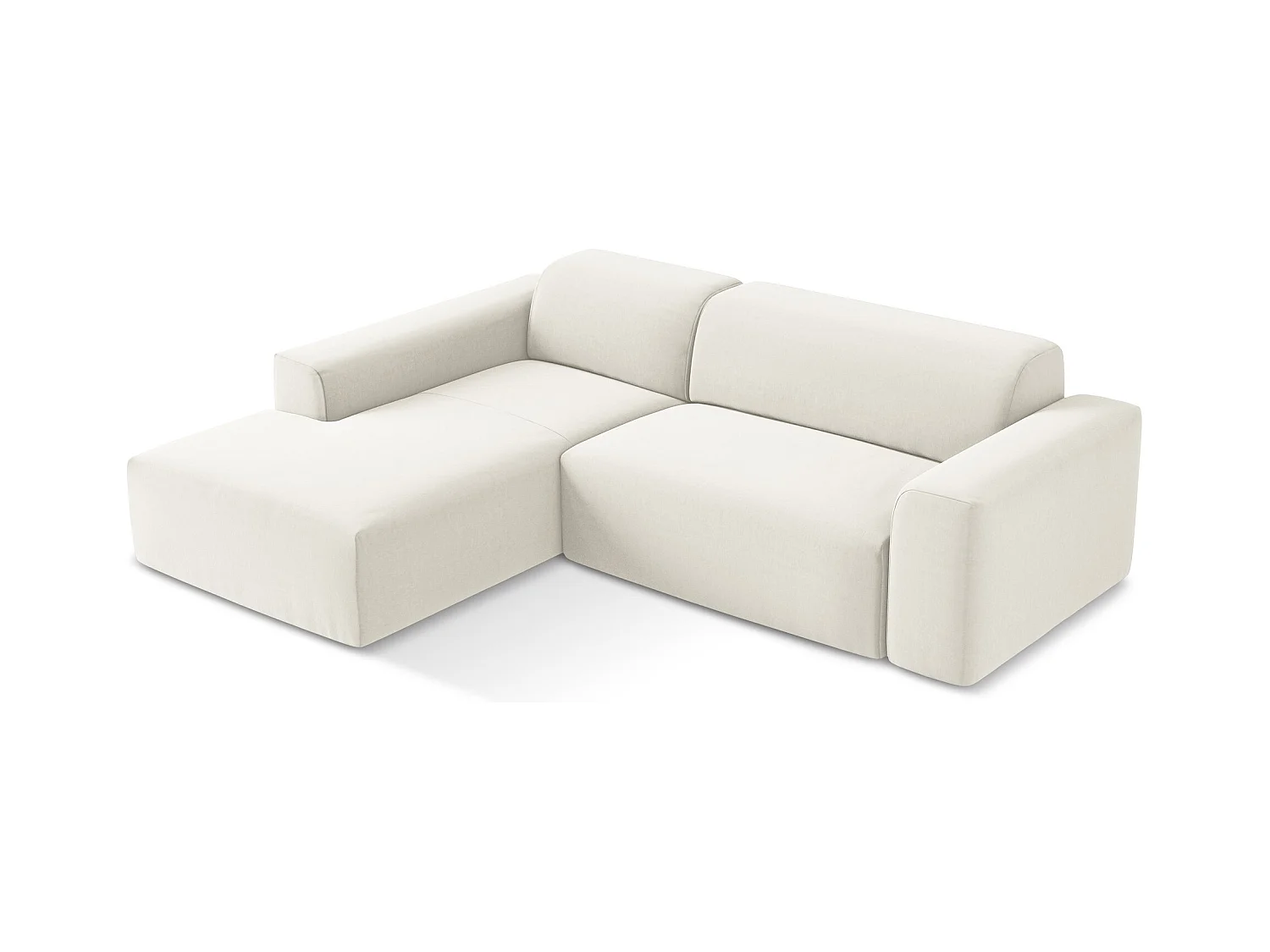 Canapé d'angle 2,5 places modulaire gauche en velours - beige clair - KELI