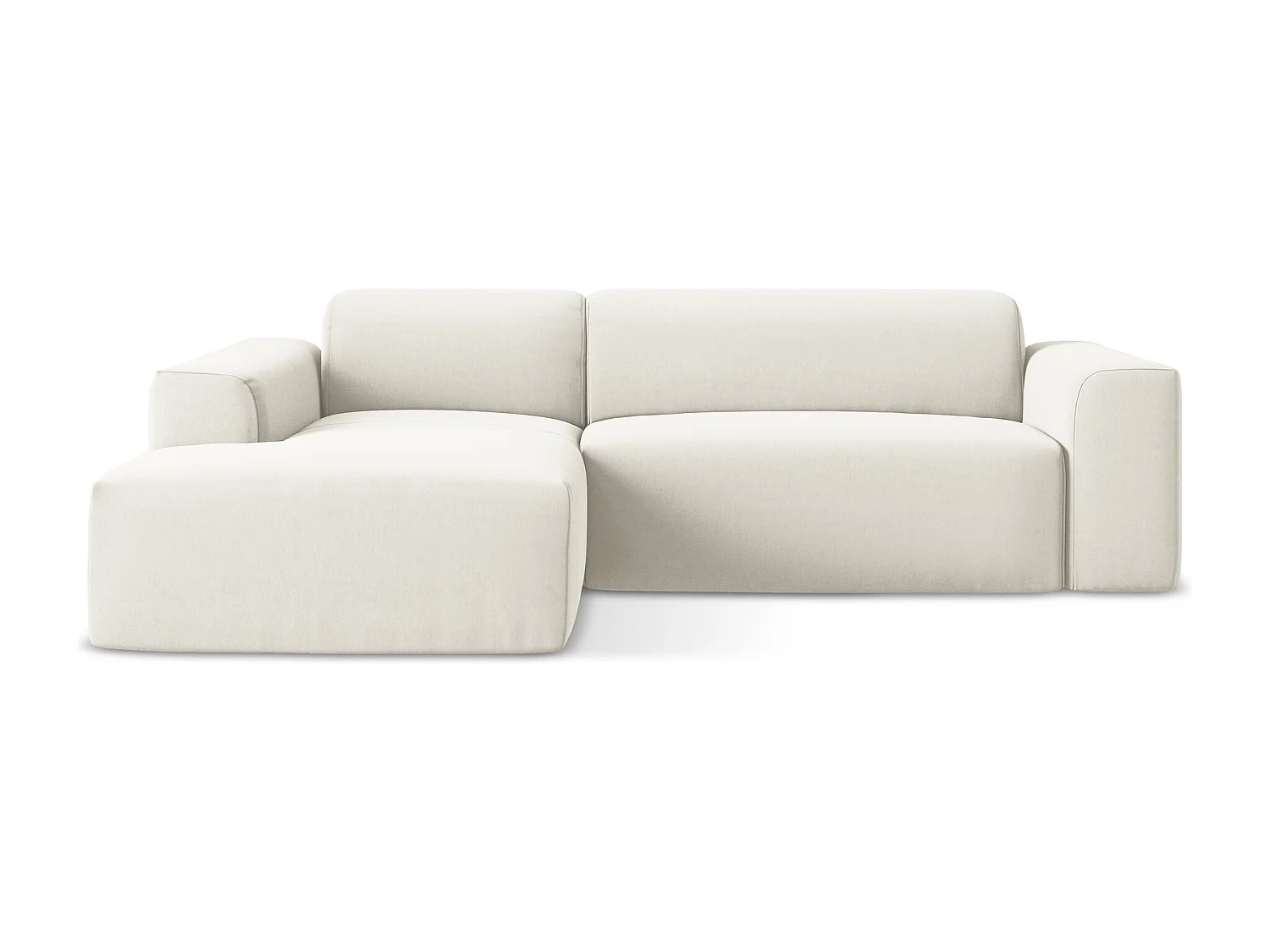 Canapé d'angle 2,5 places modulaire gauche en velours - beige clair - KELI