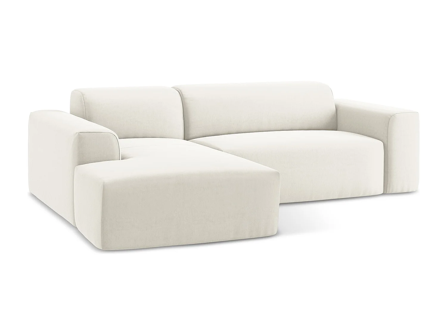 Canapé d'angle 2,5 places modulaire gauche en velours - beige clair - KELI