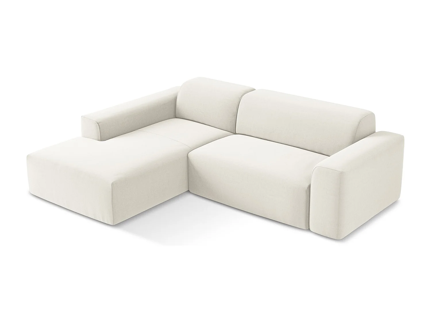 Canapé d'angle 2,5 places modulaire gauche en velours - beige clair - KELI