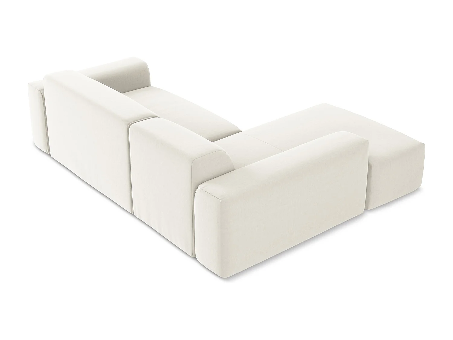 Canapé d'angle 2,5 places modulaire gauche en velours - beige clair - KELI