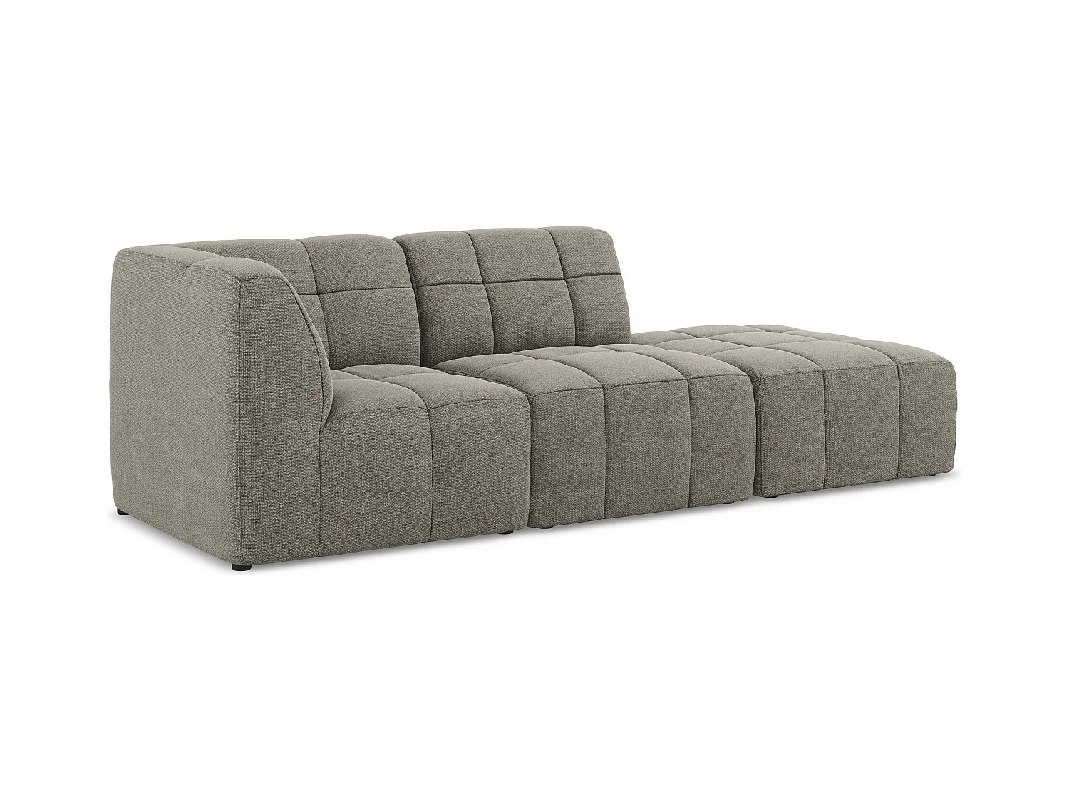 Canapé d'angle 3 places modulaire droit en tissu bouclette - gris - ALOHA