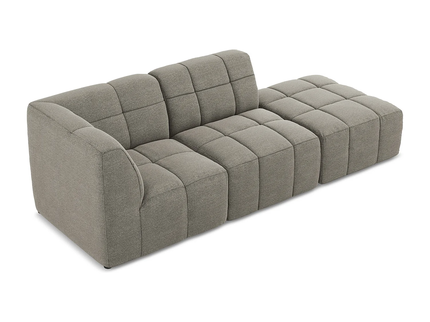 Canapé d'angle 3 places modulaire droit en tissu bouclette - gris - ALOHA