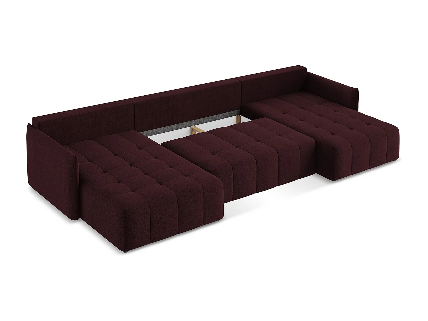 Canapé panoramique 5 places en tissu texturé - bordeaux - MOKU