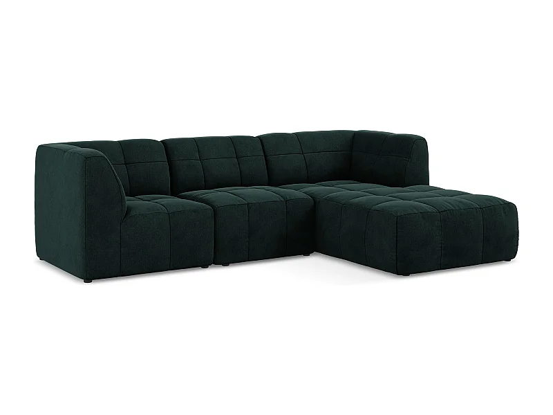 3-Sitzer Modulares Ecksofa - Ecke Rechts - Samt - Grau Grün - ALOHA