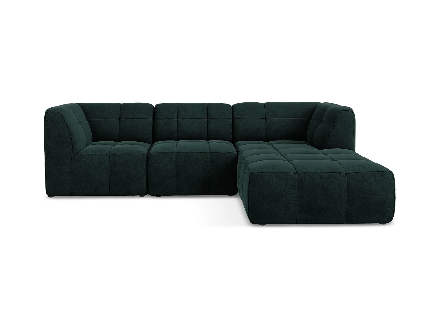 Modulaire hoekbank rechts van grijsgroen velours - ALOHA