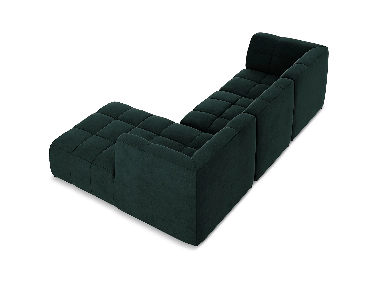 Modulaire hoekbank rechts van grijsgroen velours - ALOHA