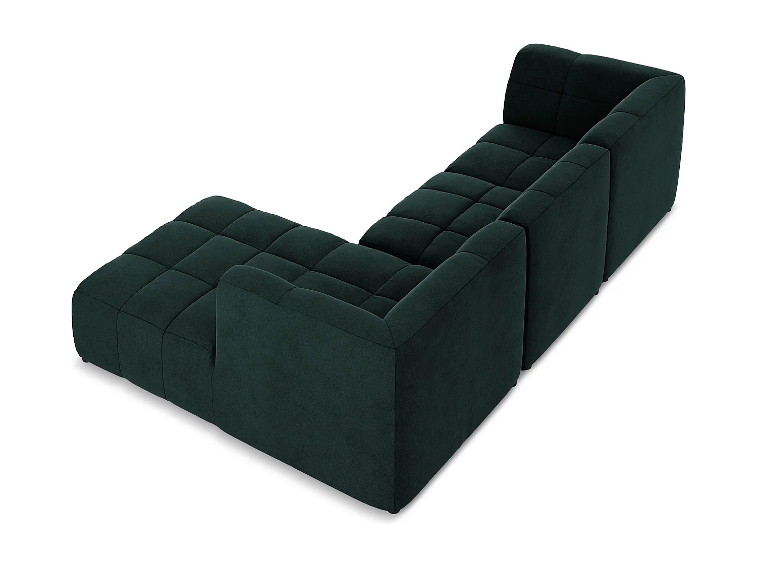 Modulaire hoekbank rechts van grijsgroen velours - ALOHA