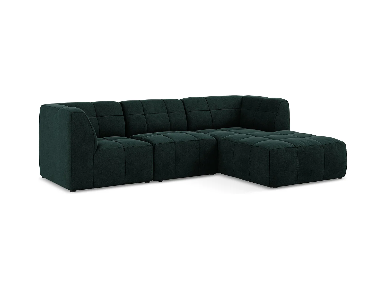 3-Sitzer Modulares Ecksofa - Ecke Rechts - Samt - Grau Grün - ALOHA