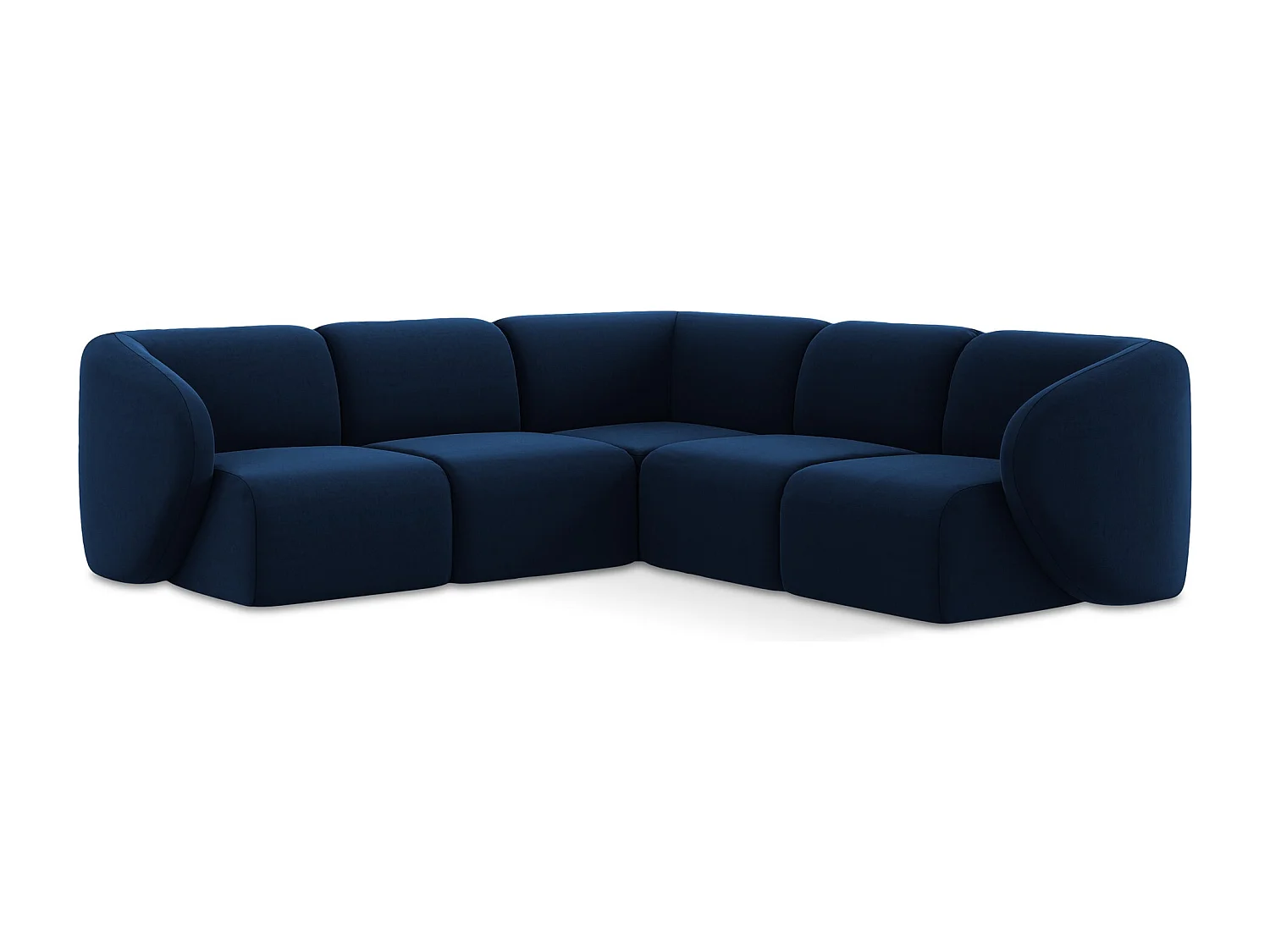 Sofá de canto modular 4 lugares em veludo azul royal - LANI