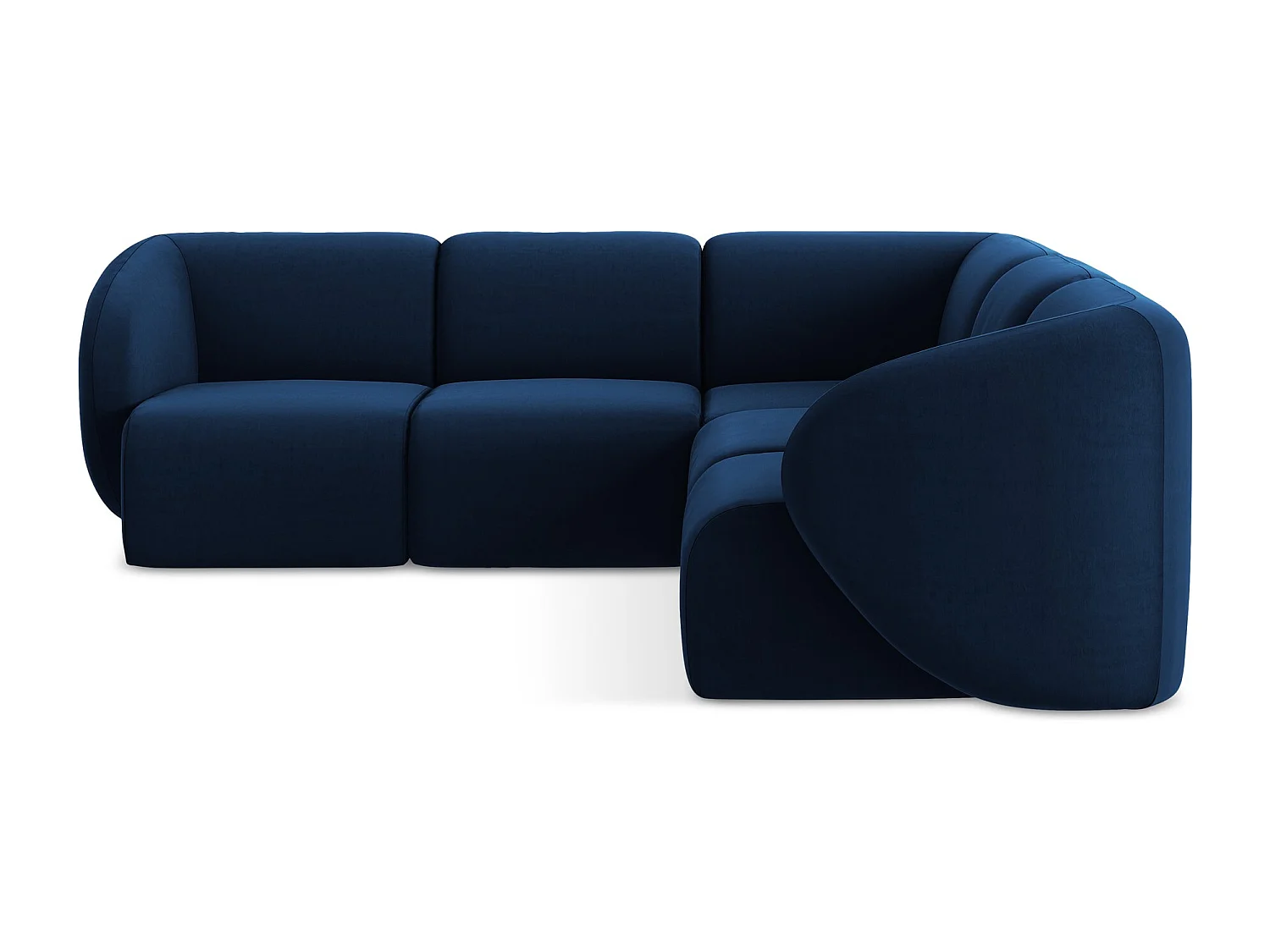 Sofá de canto modular 4 lugares em veludo azul royal - LANI
