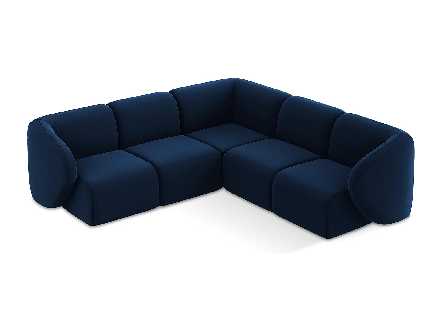 Sofá de canto modular 4 lugares em veludo azul royal - LANI