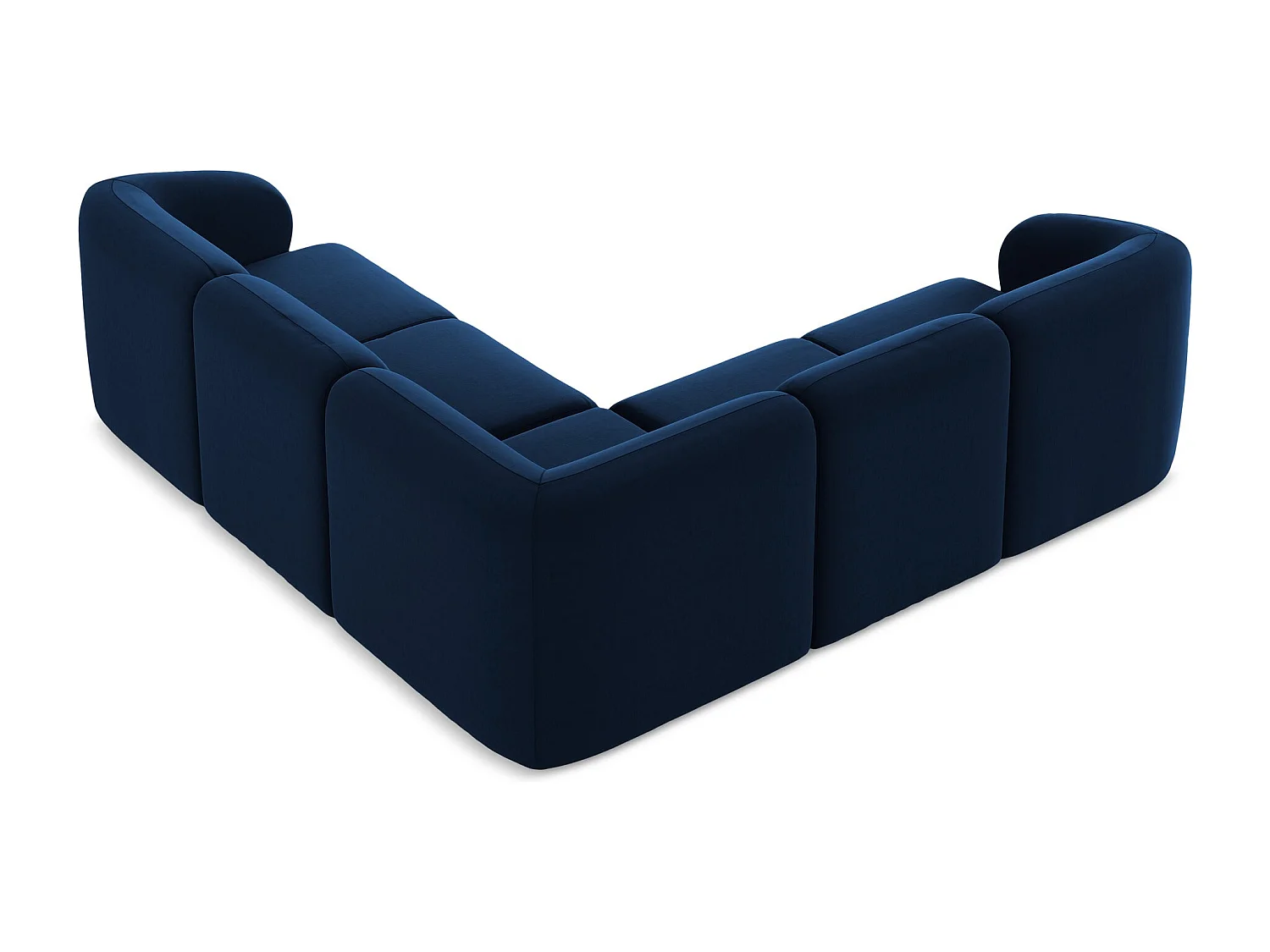 Sofá de canto modular 4 lugares em veludo azul royal - LANI