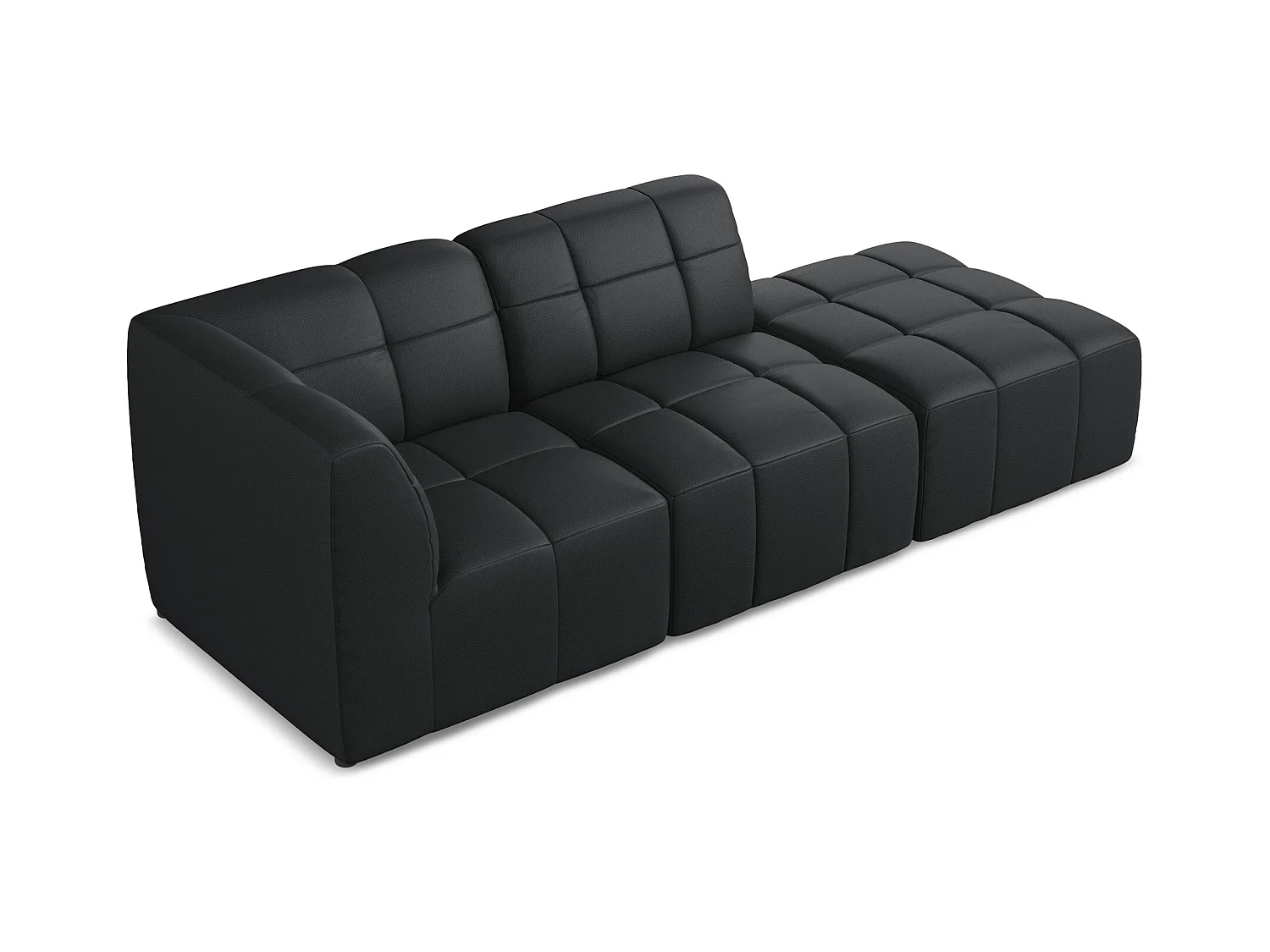 Modulaire hoekbank rechts van zwart kunstleer - ALOHA