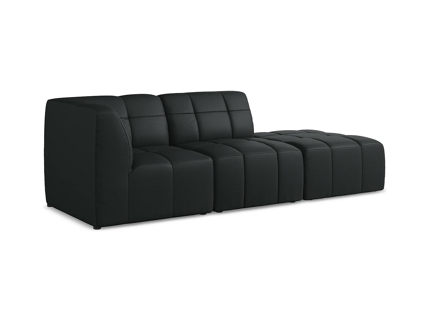 3-Sitzer Modulares Ecksofa - Ecke Rechts - Kunstleder - Schwarz - ALOHA