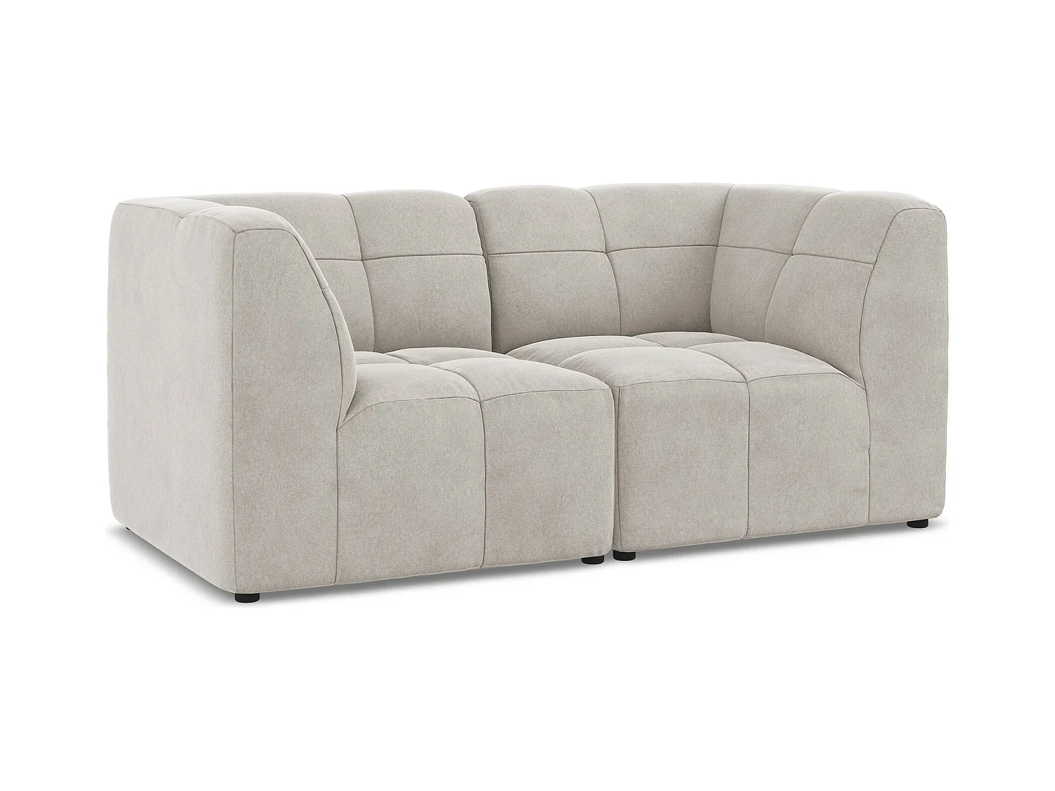 Canapé modulable 2 places en velours - beige clair - ALOHA