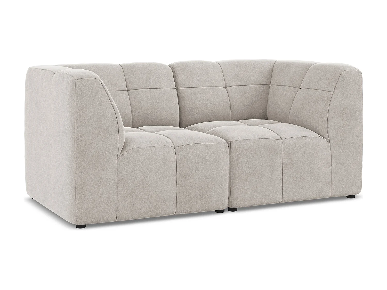 Canapé modulable 2 places en velours - beige clair - ALOHA