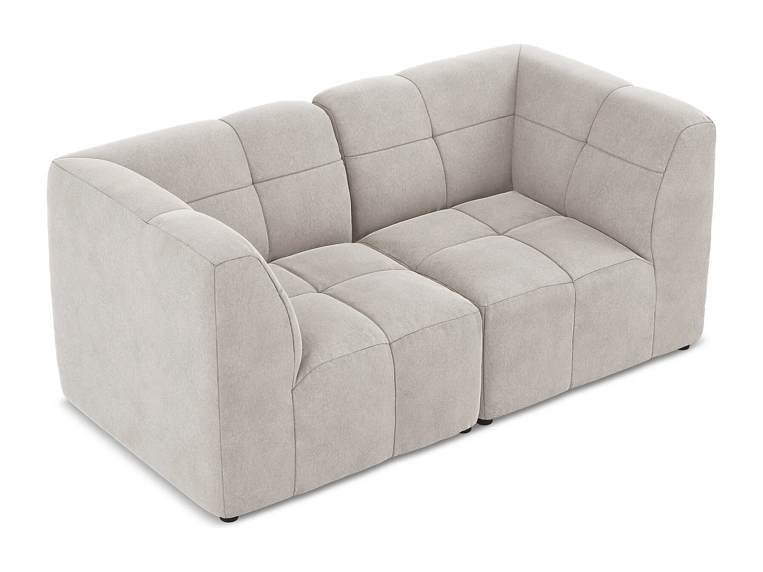 Canapé modulable 2 places en velours - beige clair - ALOHA