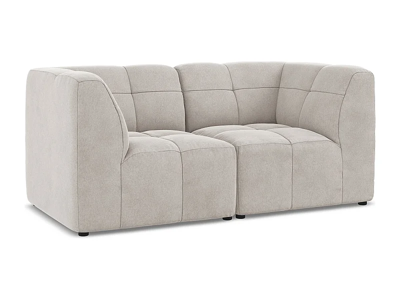 Canapé modulable 2 places en velours - beige clair - ALOHA