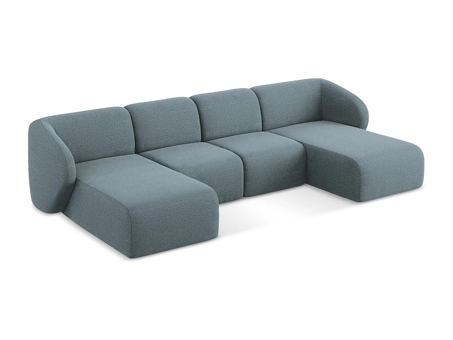 Canapé panoramique 4 places en tissu bouclette - jeans - LANI