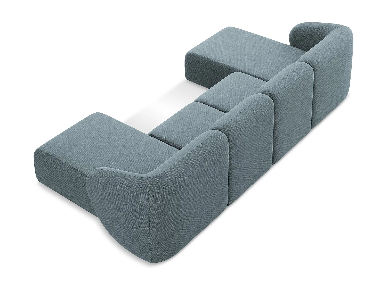 Canapé panoramique 4 places en tissu bouclette - jeans - LANI