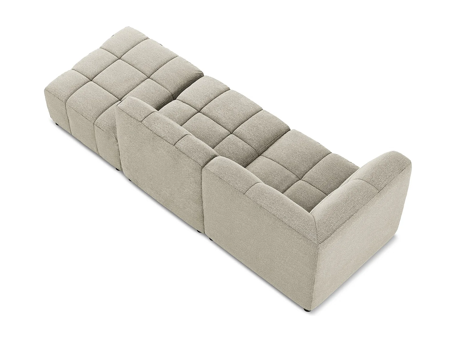 Canapé d'angle 3 places modulaire droit en tissu bouclette - taupe - ALOHA