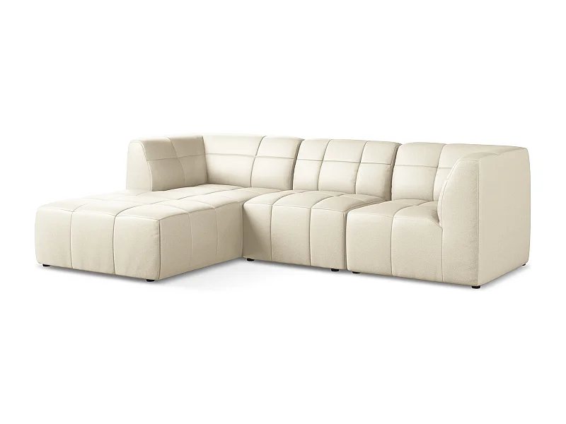 3-Sitzer Modulares Ecksofa - Ecke Links - Kunstleder - Hell beige - ALOHA