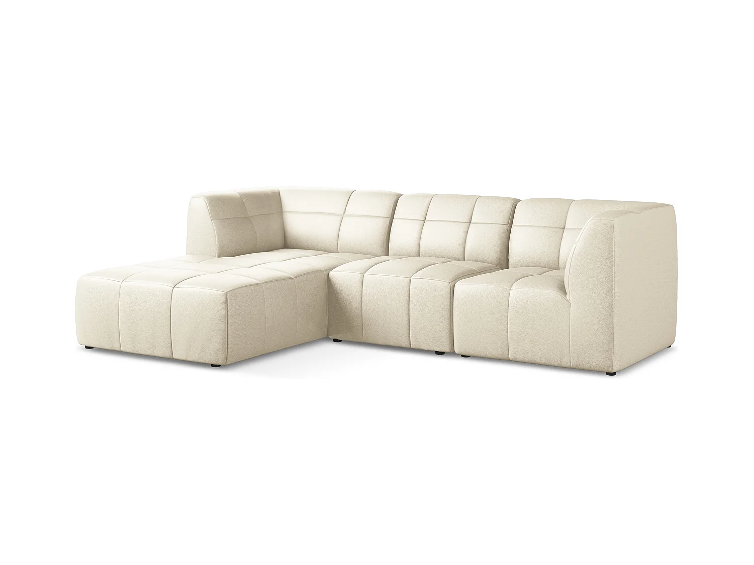 3-Sitzer Modulares Ecksofa - Ecke Links - Kunstleder - Hell beige - ALOHA