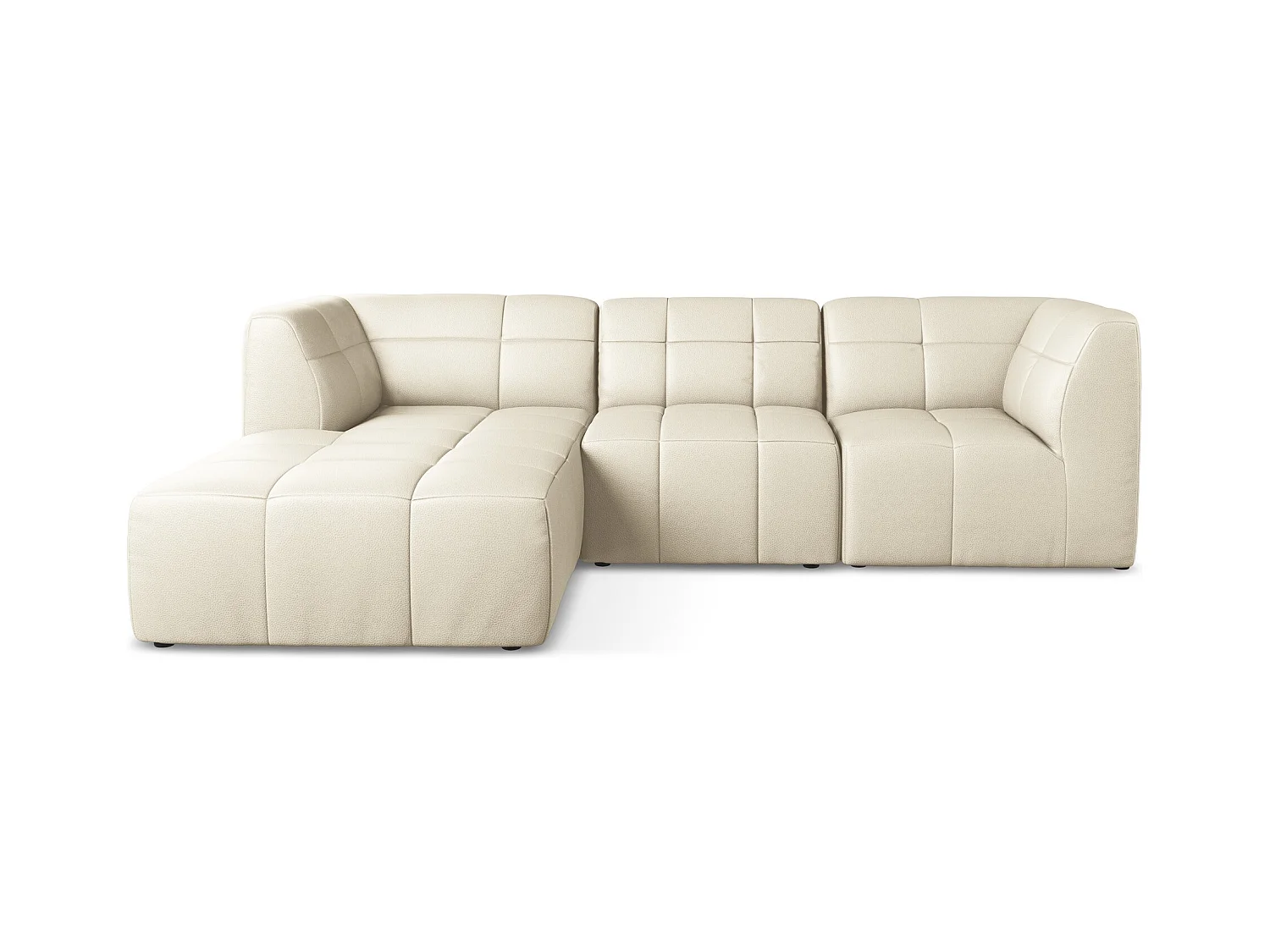 3-Sitzer Modulares Ecksofa - Ecke Links - Kunstleder - Hell beige - ALOHA