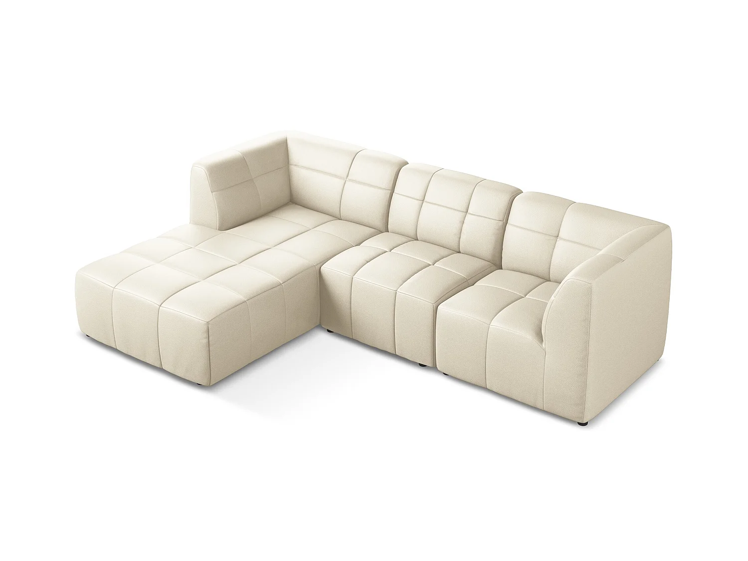 3-Sitzer Modulares Ecksofa - Ecke Links - Kunstleder - Hell beige - ALOHA