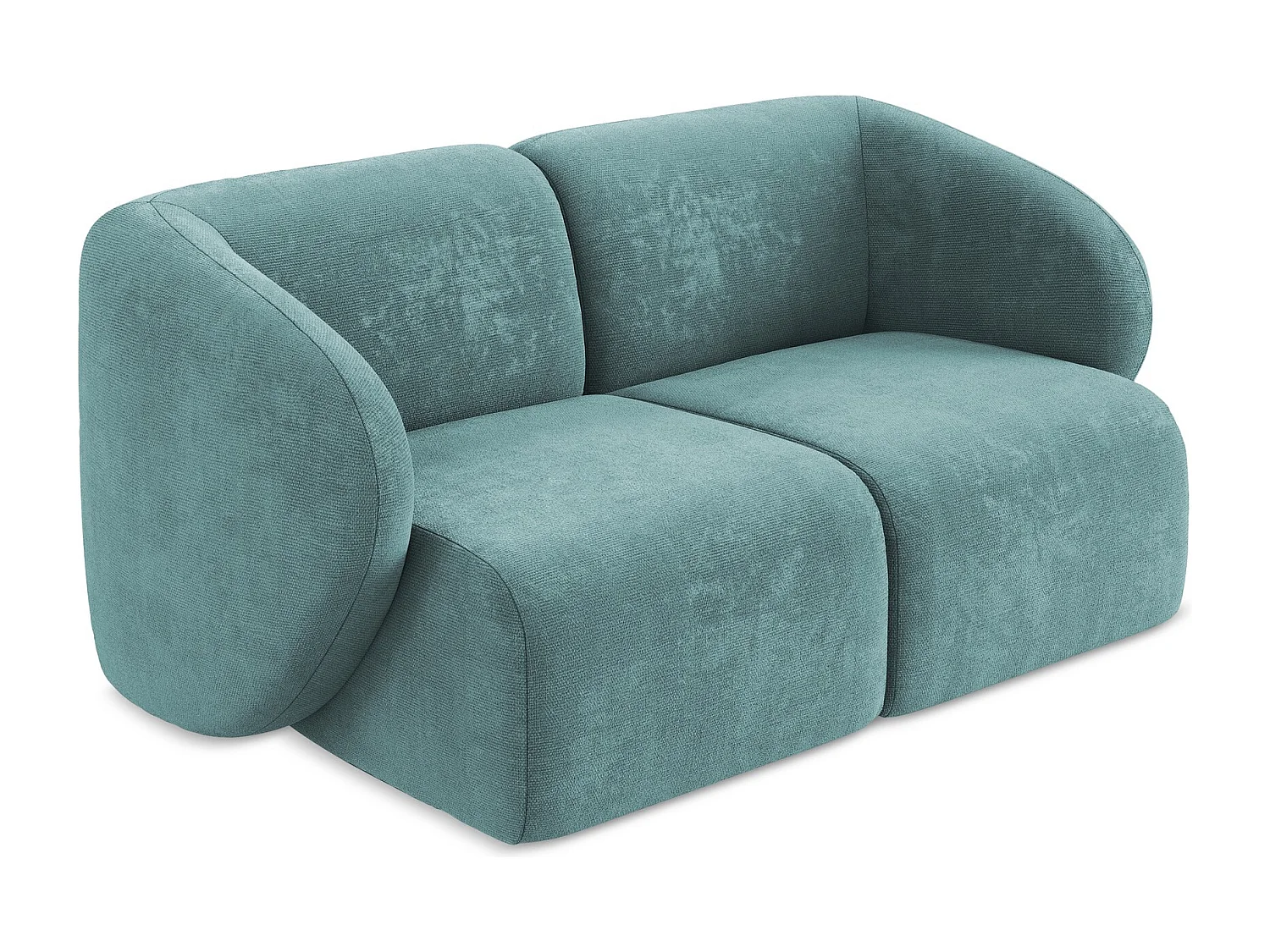 Canapé modulable 2 places en tissu chenille - jeans - LANI