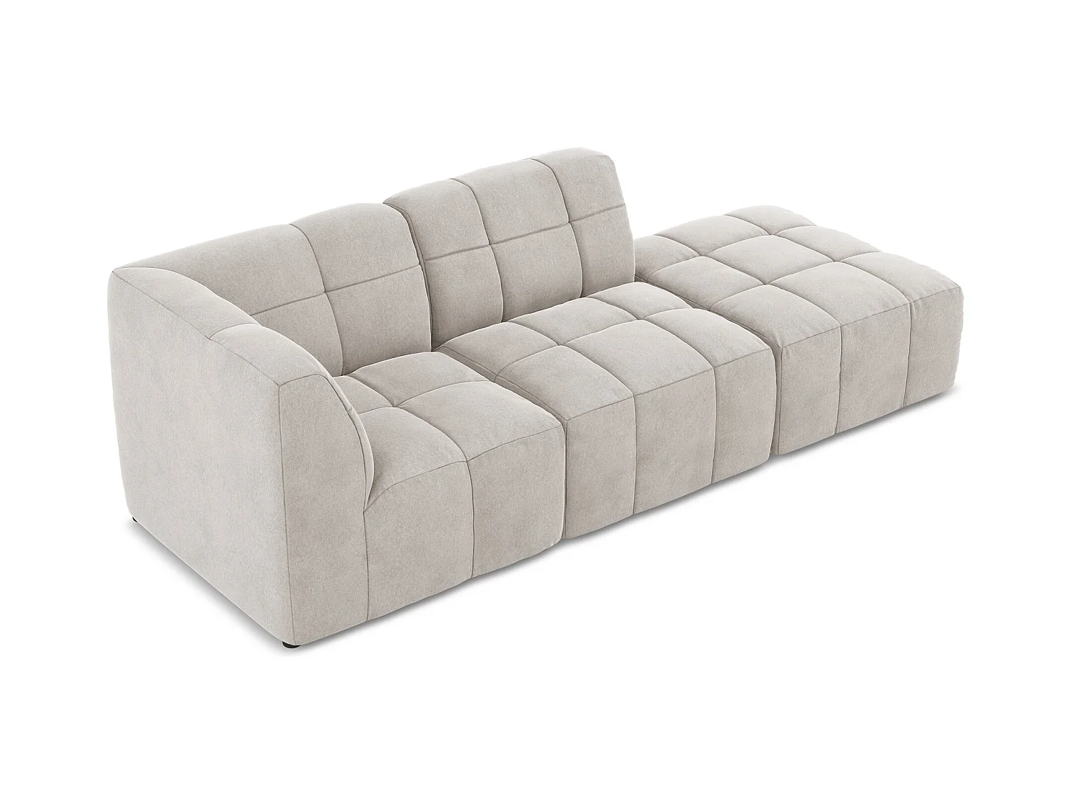 Modulaire hoekbank rechts van lichtbeige velours - ALOHA