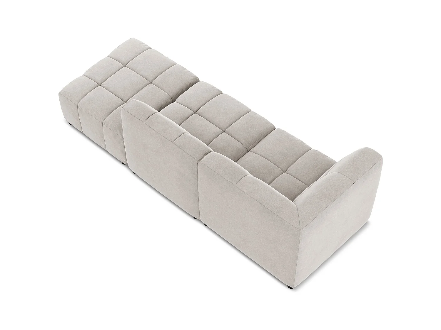 Modulaire hoekbank rechts van lichtbeige velours - ALOHA