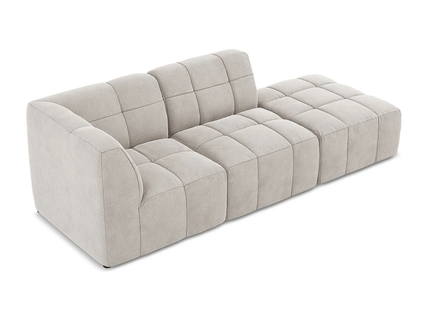 Canapé d'angle 3 places modulaire droit en velours - beige clair - ALOHA