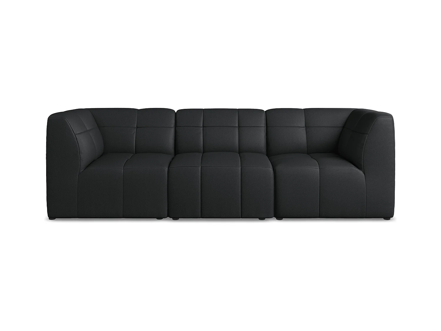 Driezits modulaire bank van zwart kunstleer - ALOHA