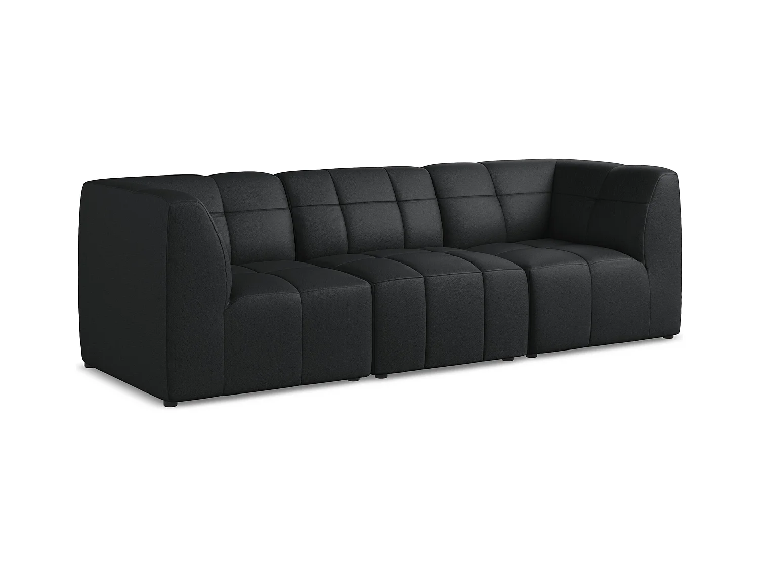 Modulares 3-Sitzer Sofa - - Kunstleder - Schwarz - ALOHA
