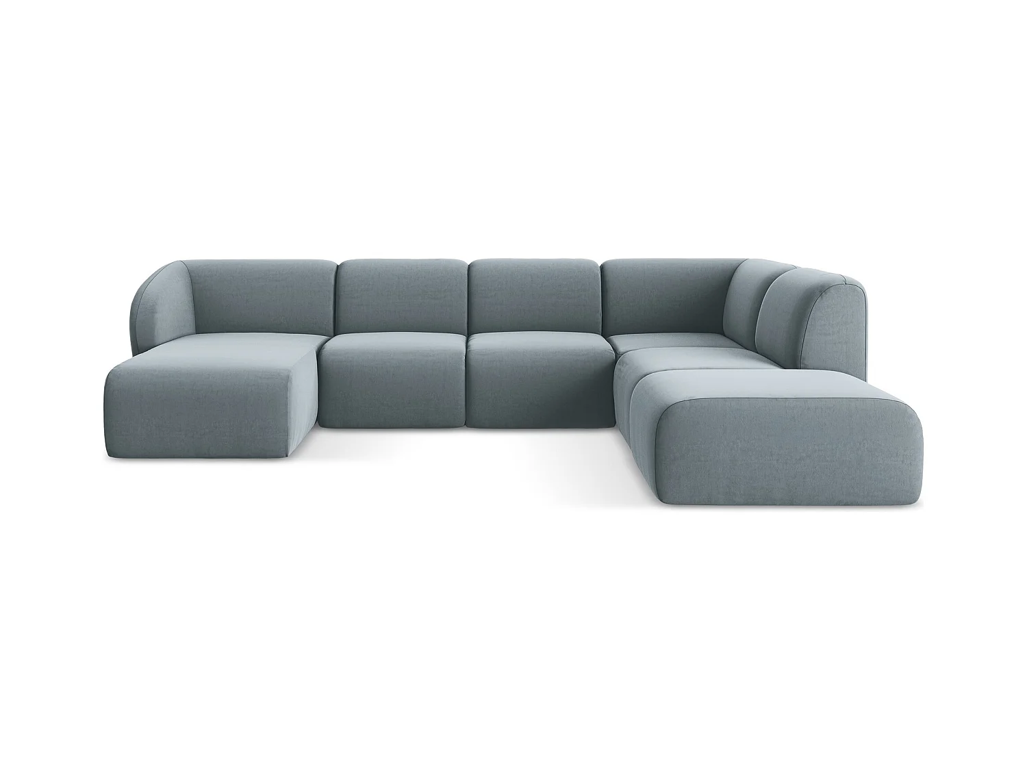 Sofa panoramiczna prawa - z tkaniny welwetowej - jasny niebieski - LANI