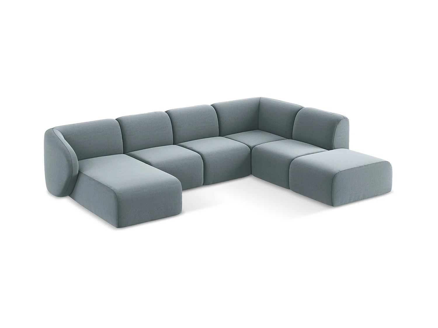 Sofa panoramiczna prawa - z tkaniny welwetowej - jasny niebieski - LANI