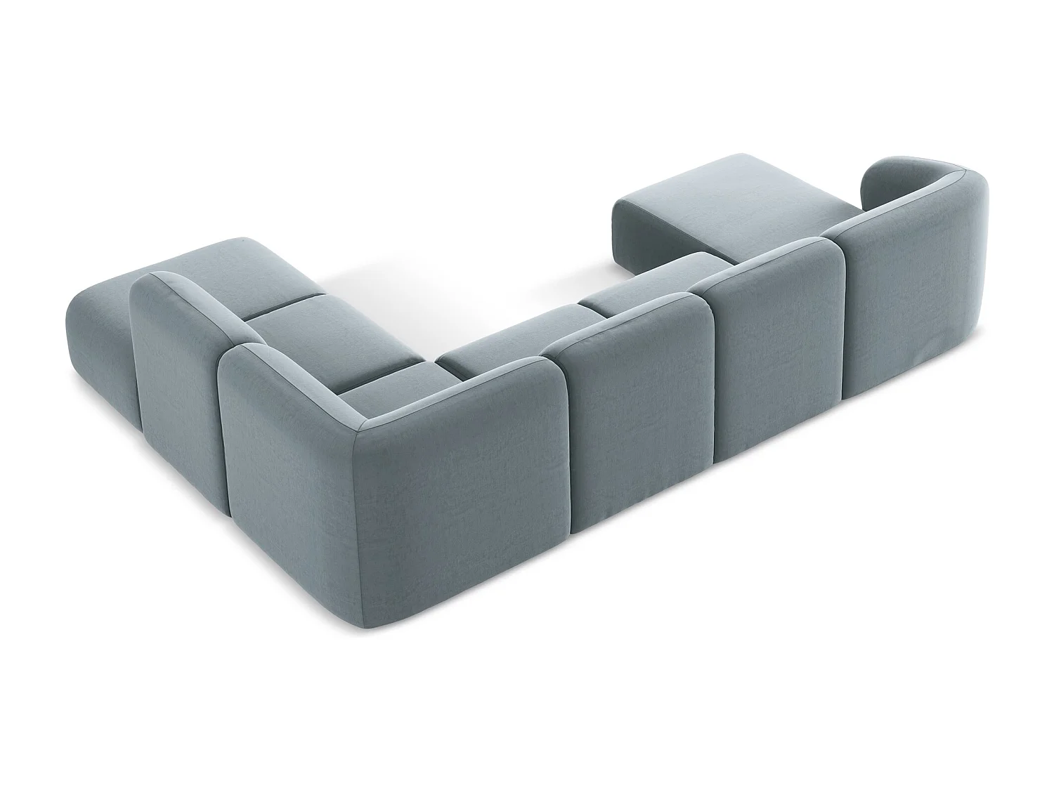 Sofa panoramiczna prawa - z tkaniny welwetowej - jasny niebieski - LANI