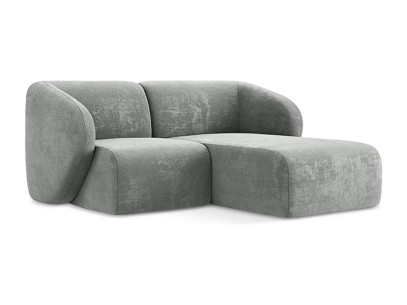 Modulaire hoekbank rechts van grijs chenille stof - LANI