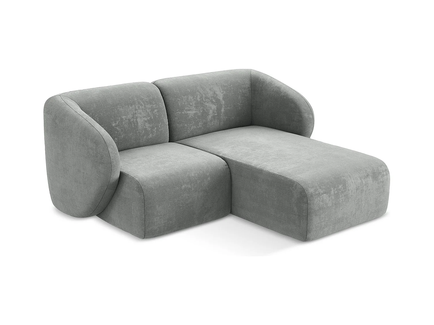 Modulaire hoekbank rechts van grijs chenille stof - LANI