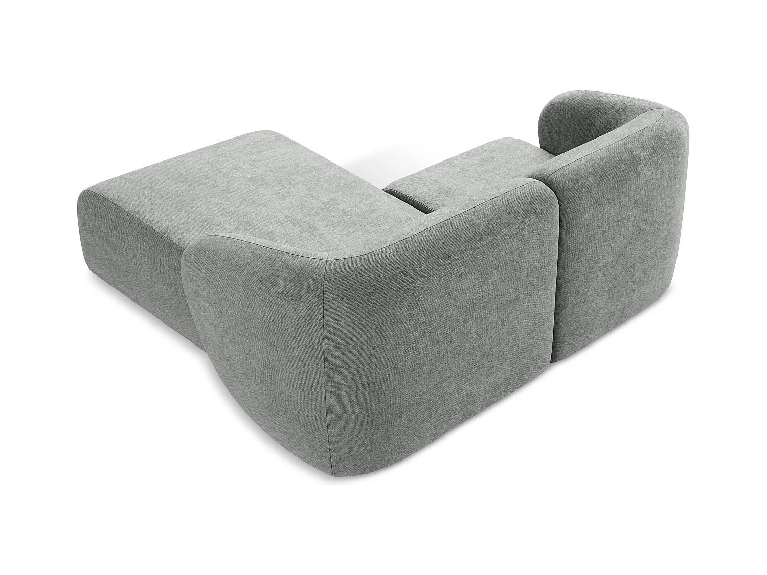 Modulaire hoekbank rechts van grijs chenille stof - LANI