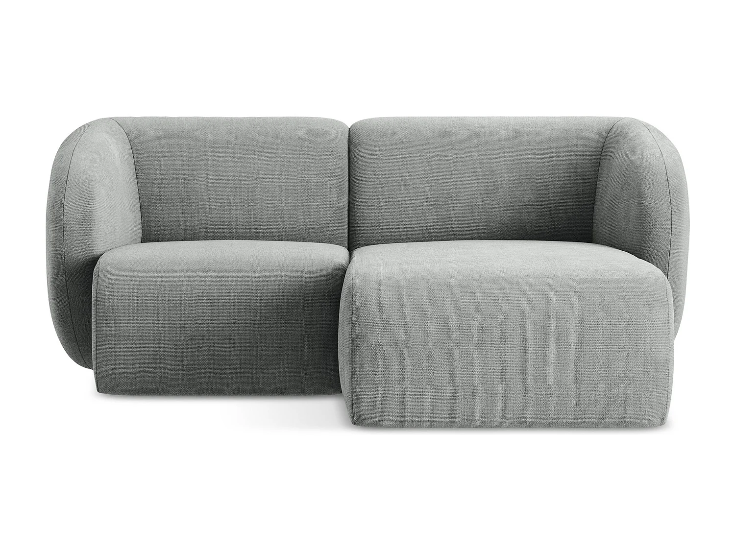 Canapé d'angle 2,5 places modulaire droit en tissu chenille - gris - LANI